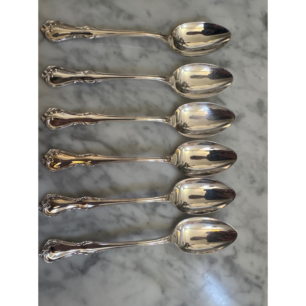 Reed & Barton Cottage Rose Silverplate Teaspoons Set of 6 Floral 6 inch 1985